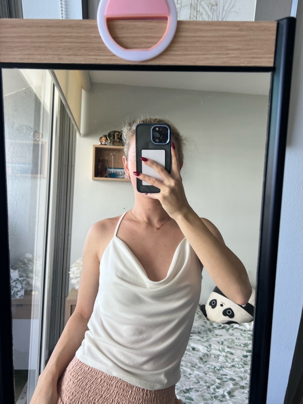 Zara Cream Cowl Neck Satin-Look Camisole